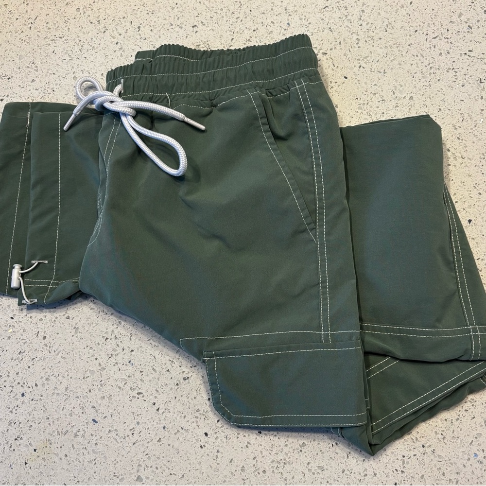 Green Cargo Pants with Drawstring